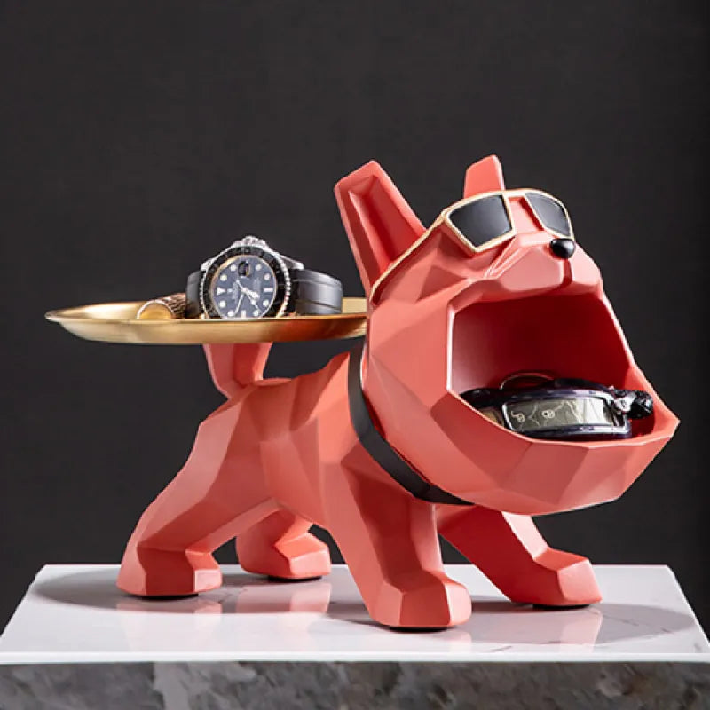 Geometric Bulldog Storage Bin And Tray