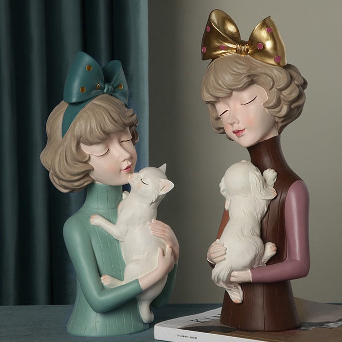 Pet Lover Girl Sculpture