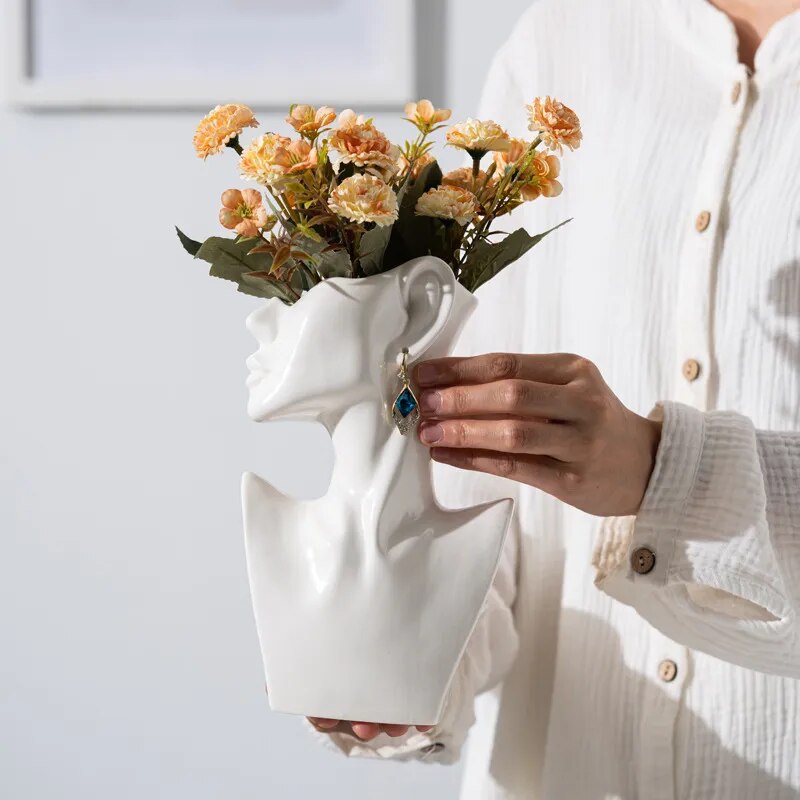 Modern Side Face Ceramic Vase