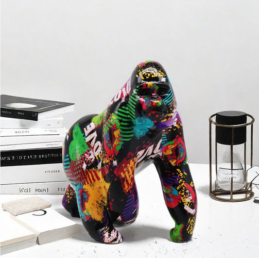 Gorilla Statue, Resin, Graffiti, 17 cm