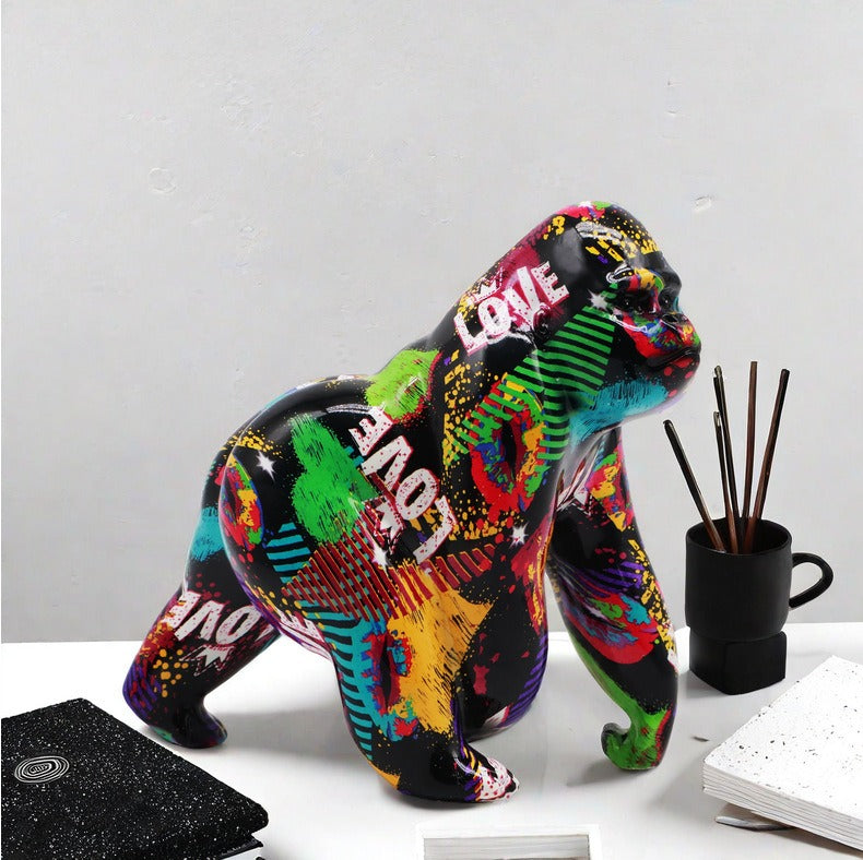 Gorilla Statue, Resin, Graffiti, 17 cm