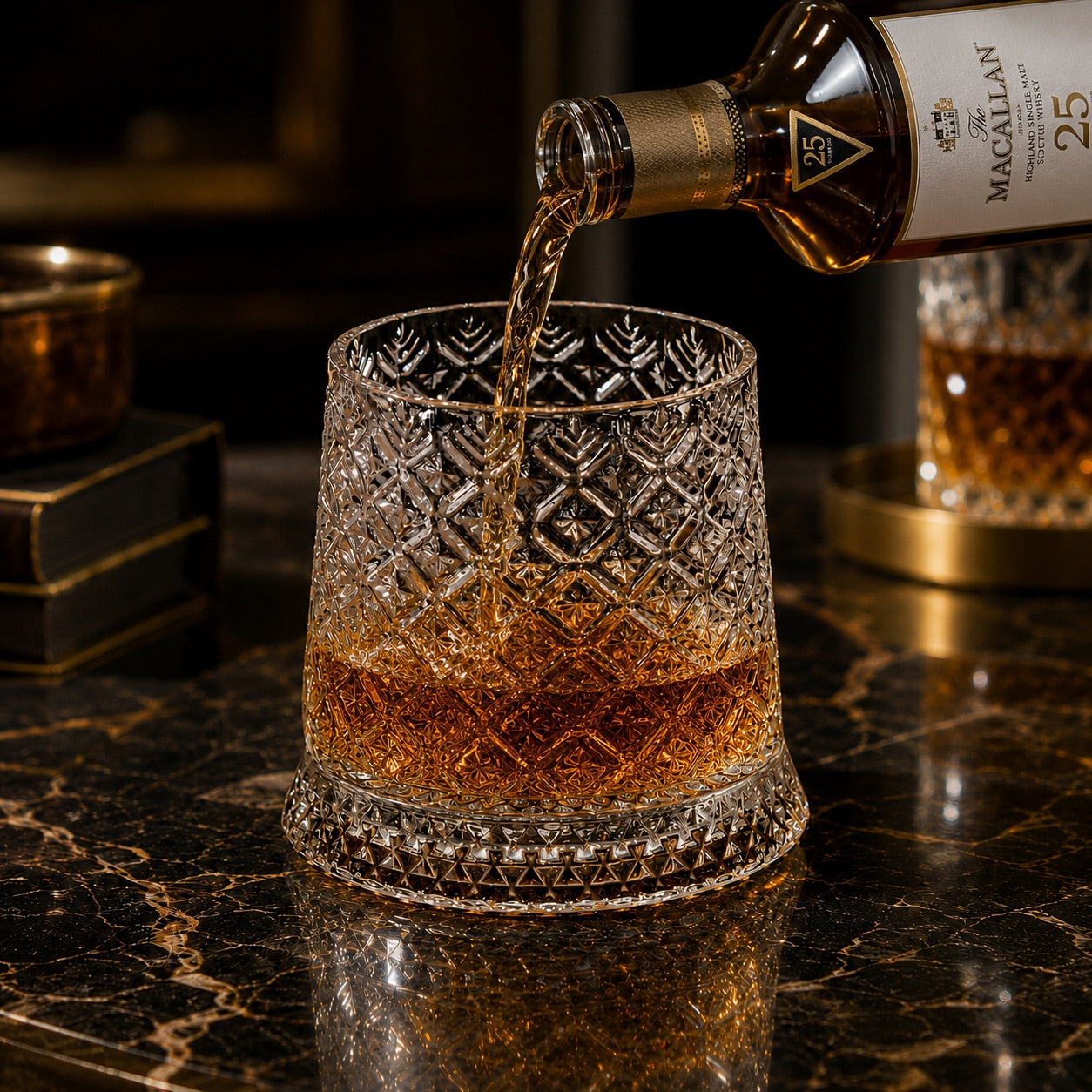 Tokyo Crystal Spinning Whiskey Glass & Base