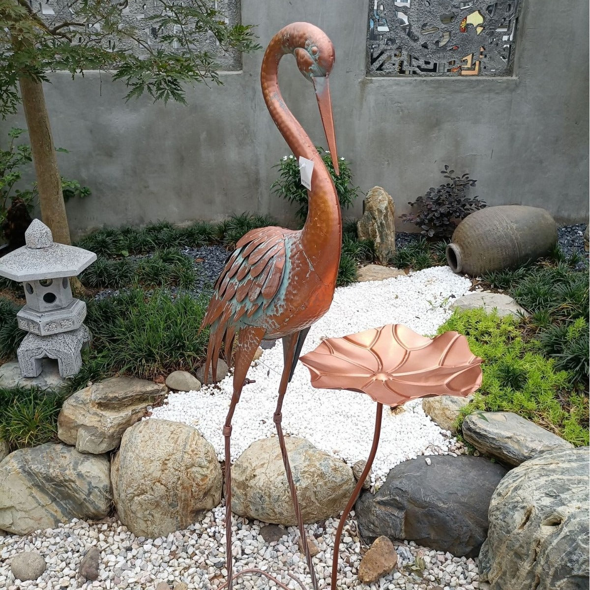 Metal Crane Bird Statue 106 cm