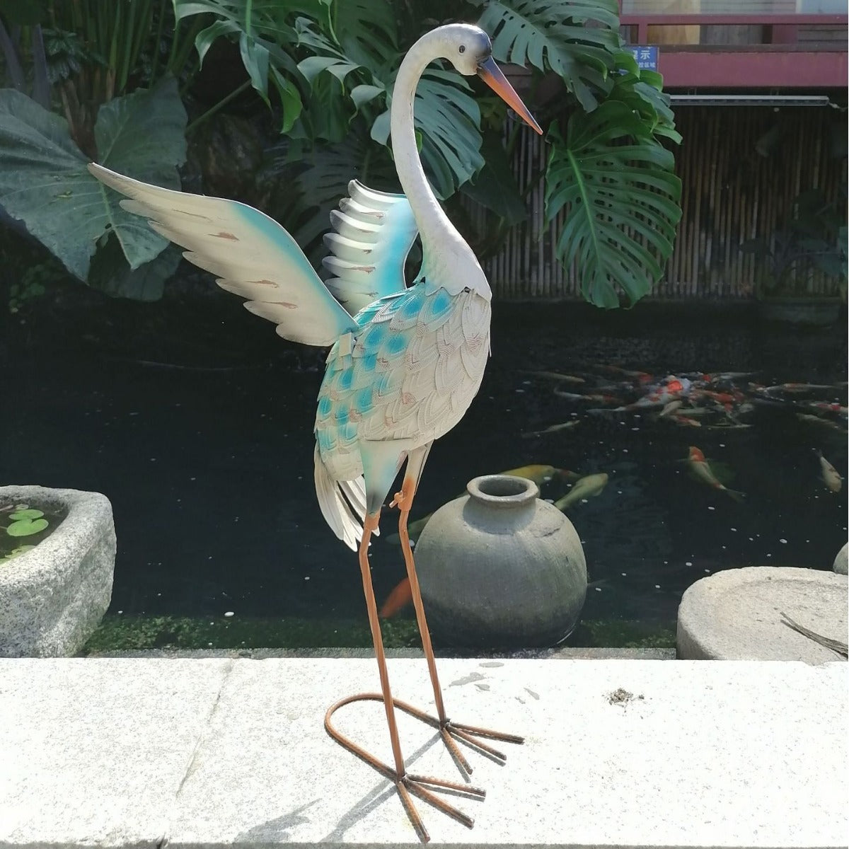 "White" Pink Flamingo Statue 70 cm