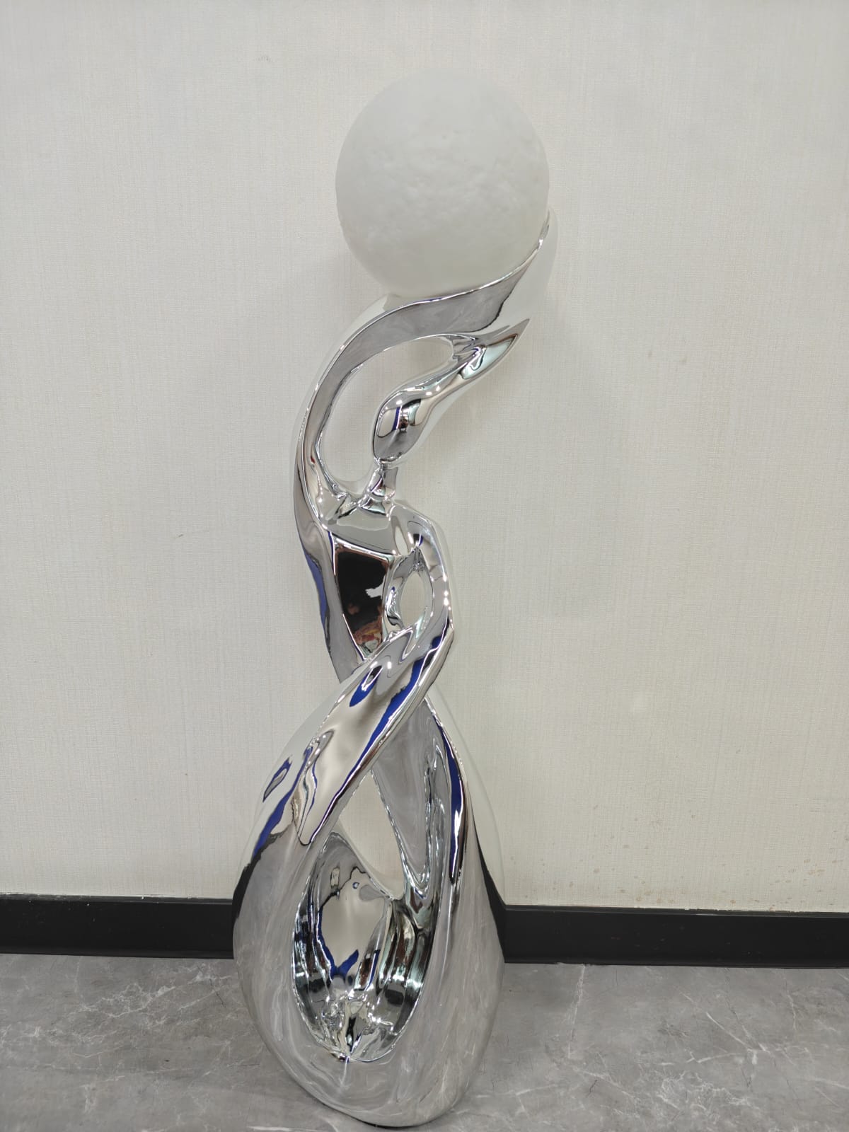 Abstract Nordic Statue, Chrome, 82 cm