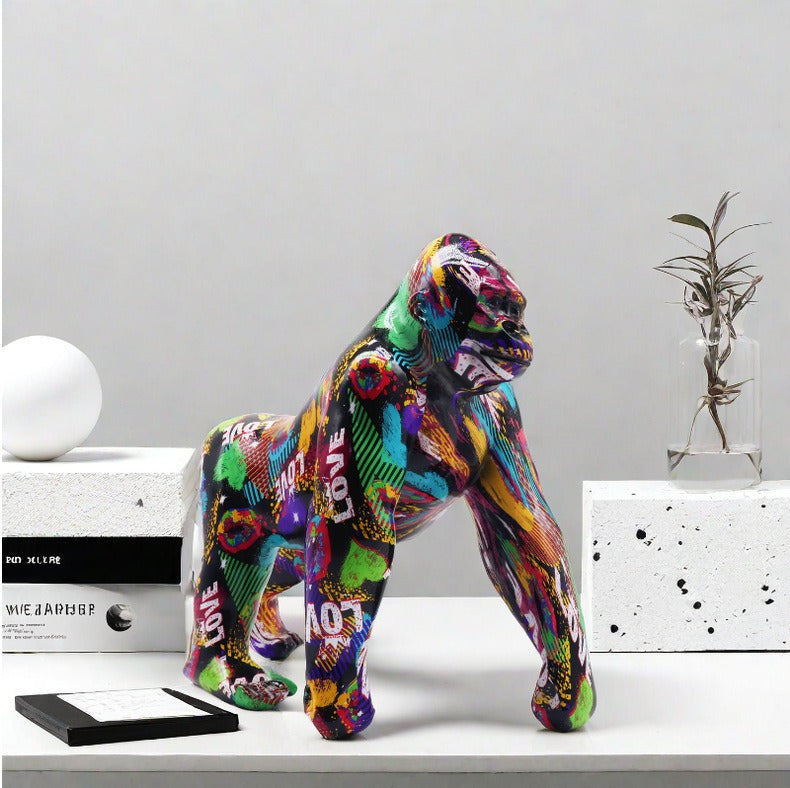 Gorilla Statue, Resin, Graffiti, 26 cm