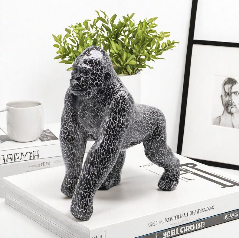 Gorilla Statue, Resin, Monochrome, 26 cm