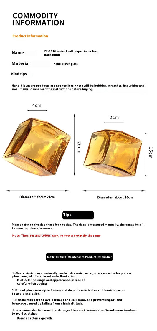 Amber Bloom Cube Vase