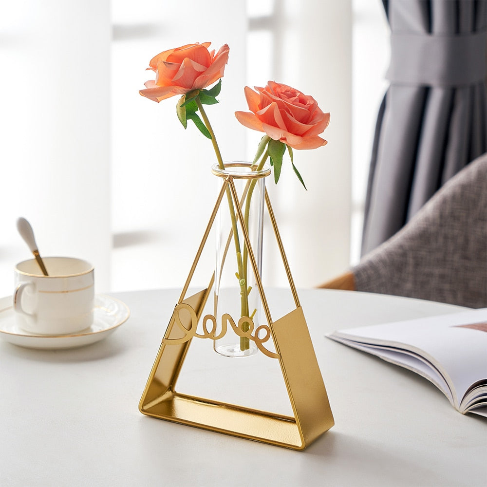 Golden Hydroponic Plant Vase