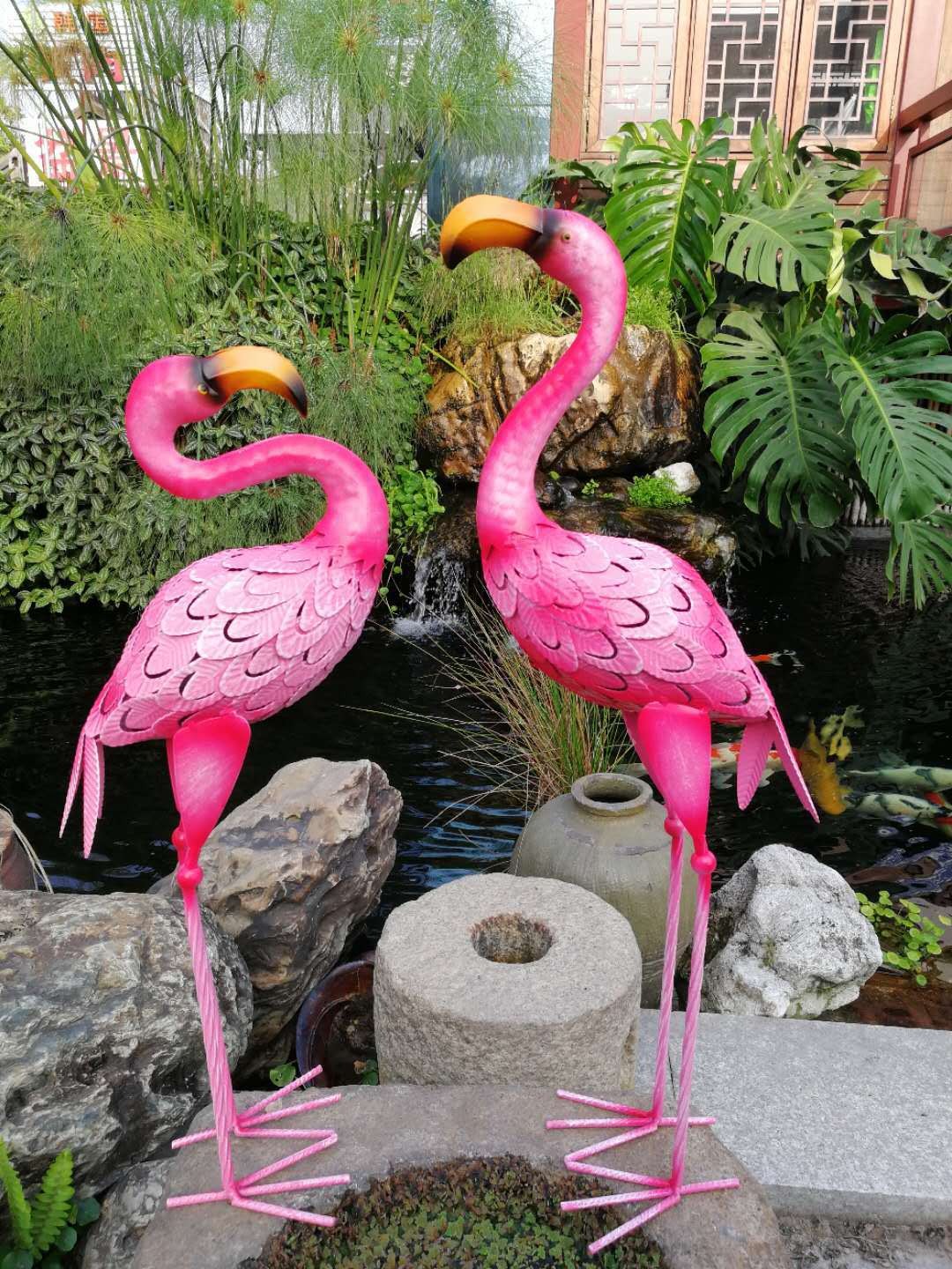 Metal Pink Flamingo Statue 58 / 66 cm (sold individually)
