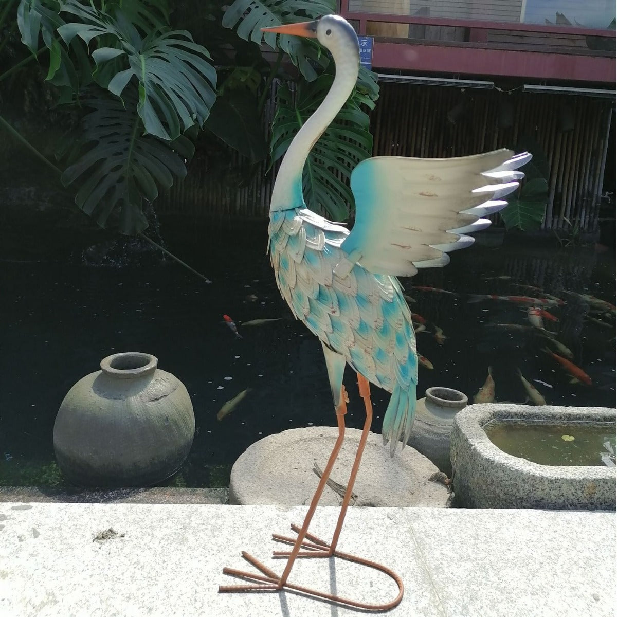 "White" Pink Flamingo Statue 70 cm