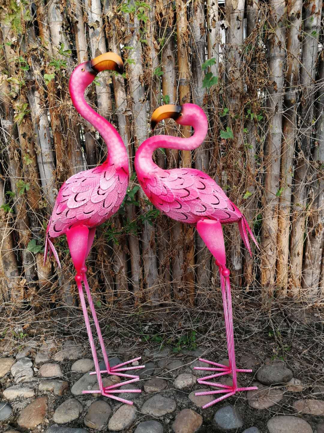 Metal Pink Flamingo Statue 58 / 66 cm (sold individually)