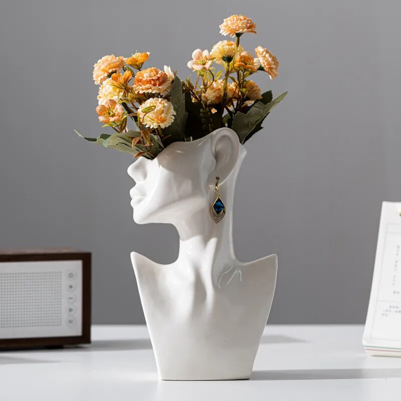 Modern Side Face Ceramic Vase