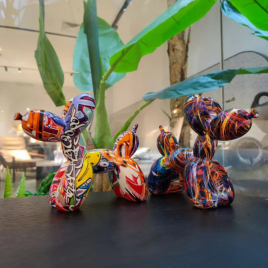 Graffiti Painted Balloon Dog Sculpture