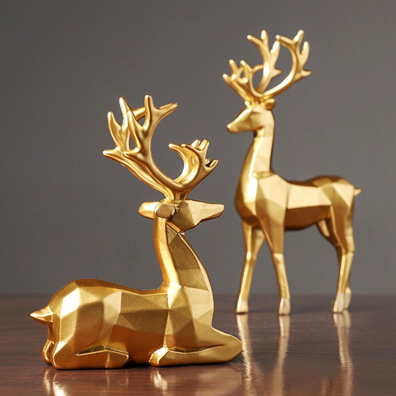 Geometric Reindeer Sculptures