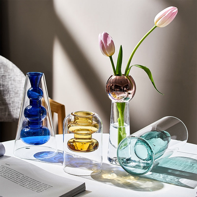 Nordic Dual Color Transparent Vase