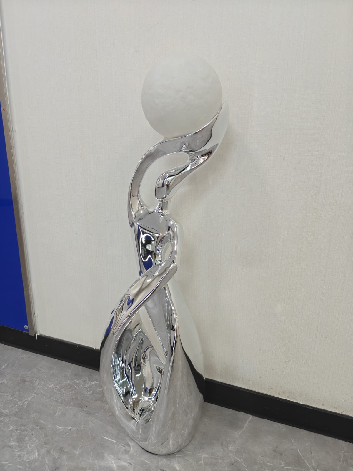 Abstract Nordic Statue, Chrome, 82 cm