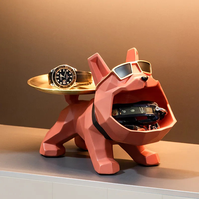 Geometric Bulldog Storage Bin And Tray