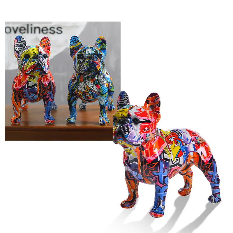 American Bully Graffiti Painted Statue