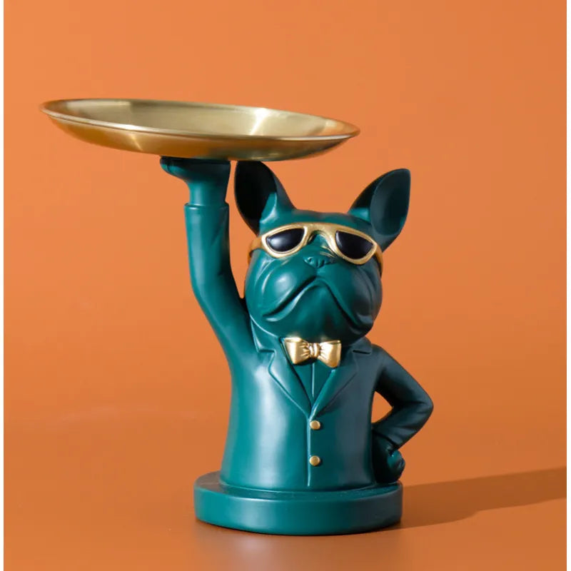 Bulldog Sculpture Table Tray and Piggy Bank