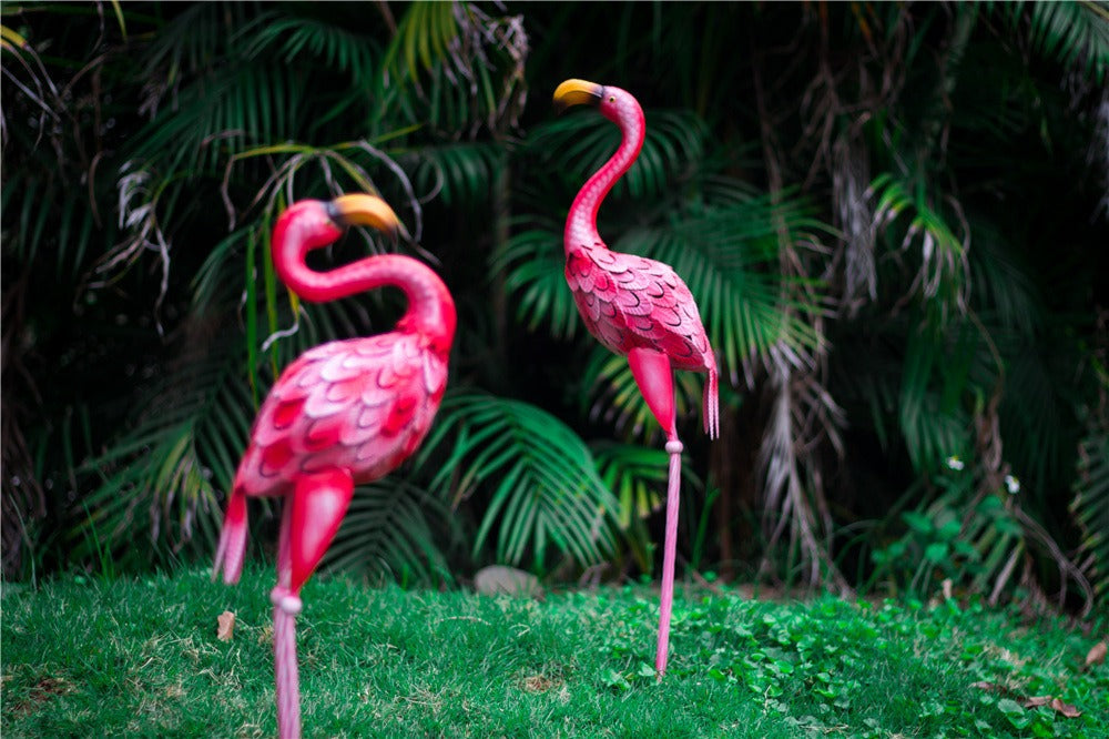 Metal Pink Flamingo Statue 58 / 66 cm (sold individually)
