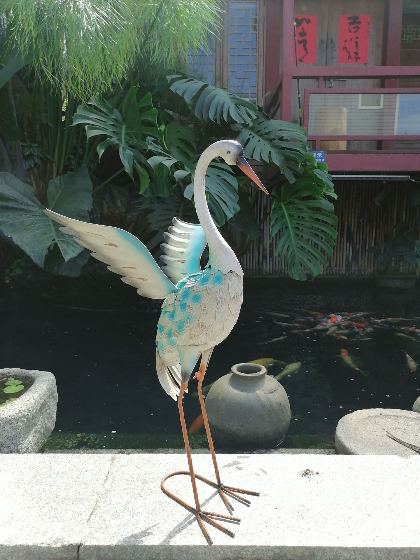 "White" Pink Flamingo Statue 70 cm