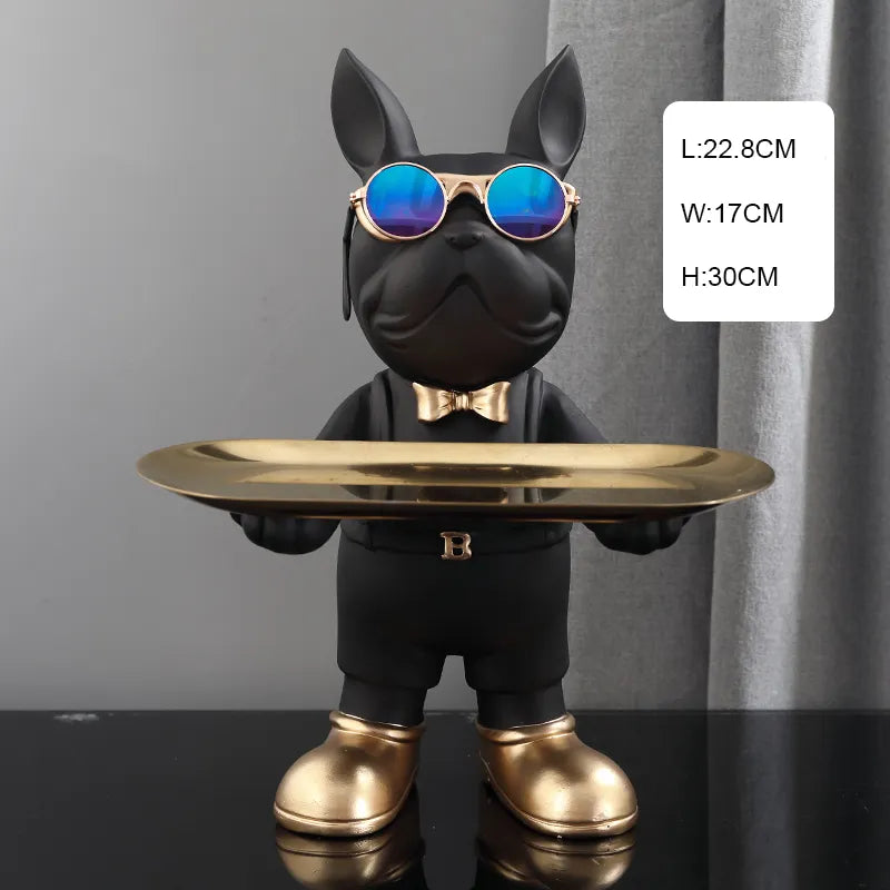 At Your Service Bulldog Sculpture And Tray