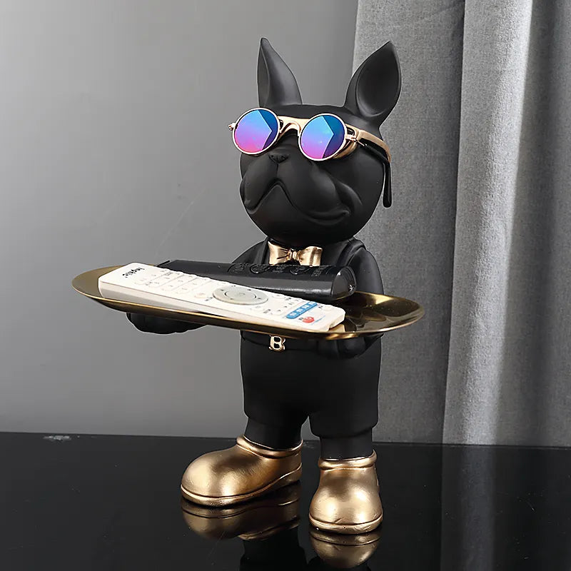 At Your Service Bulldog Sculpture And Tray