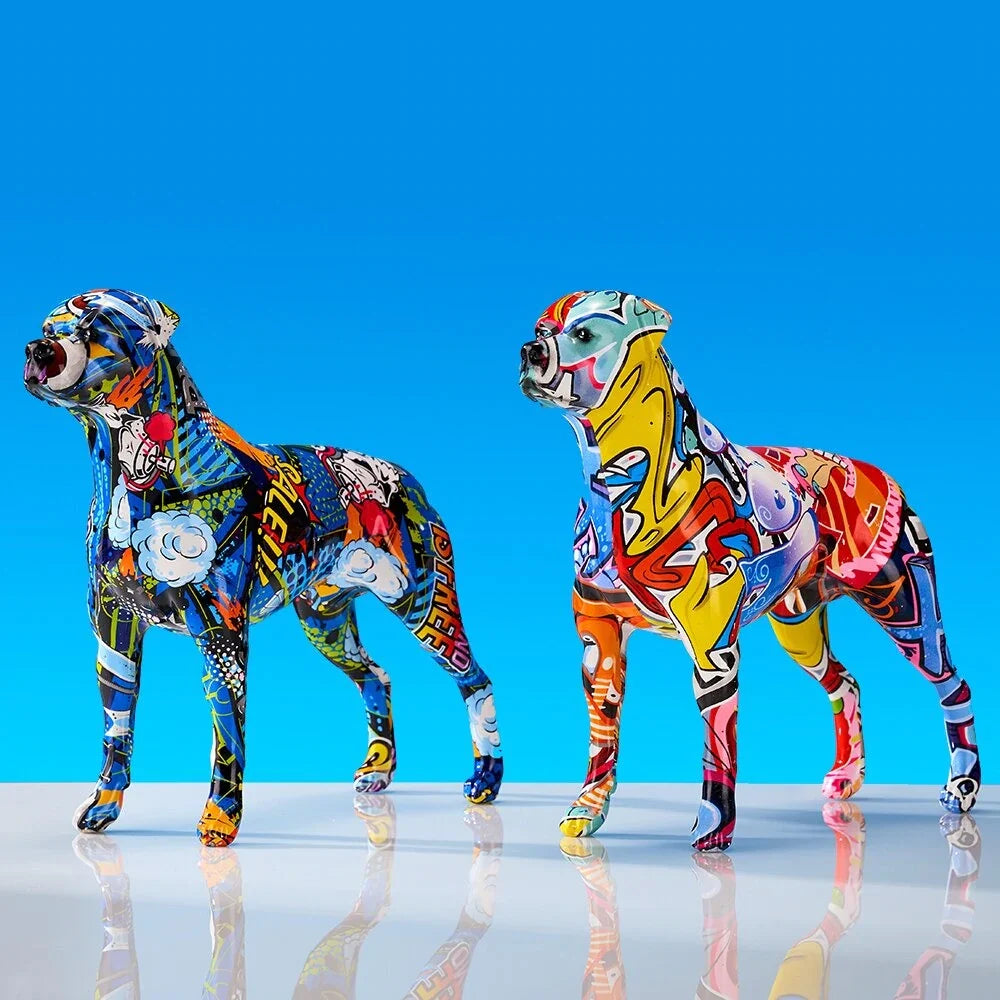 Rottweiler Graffiti Painted Statue