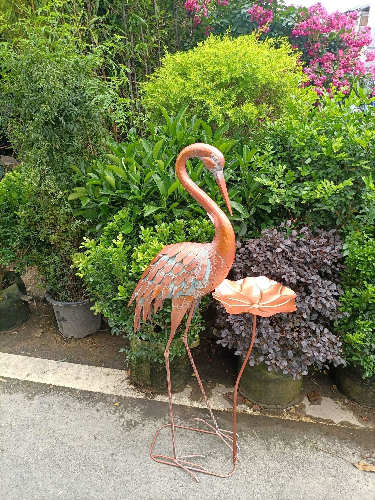 Metal Crane Bird Statue 106 cm