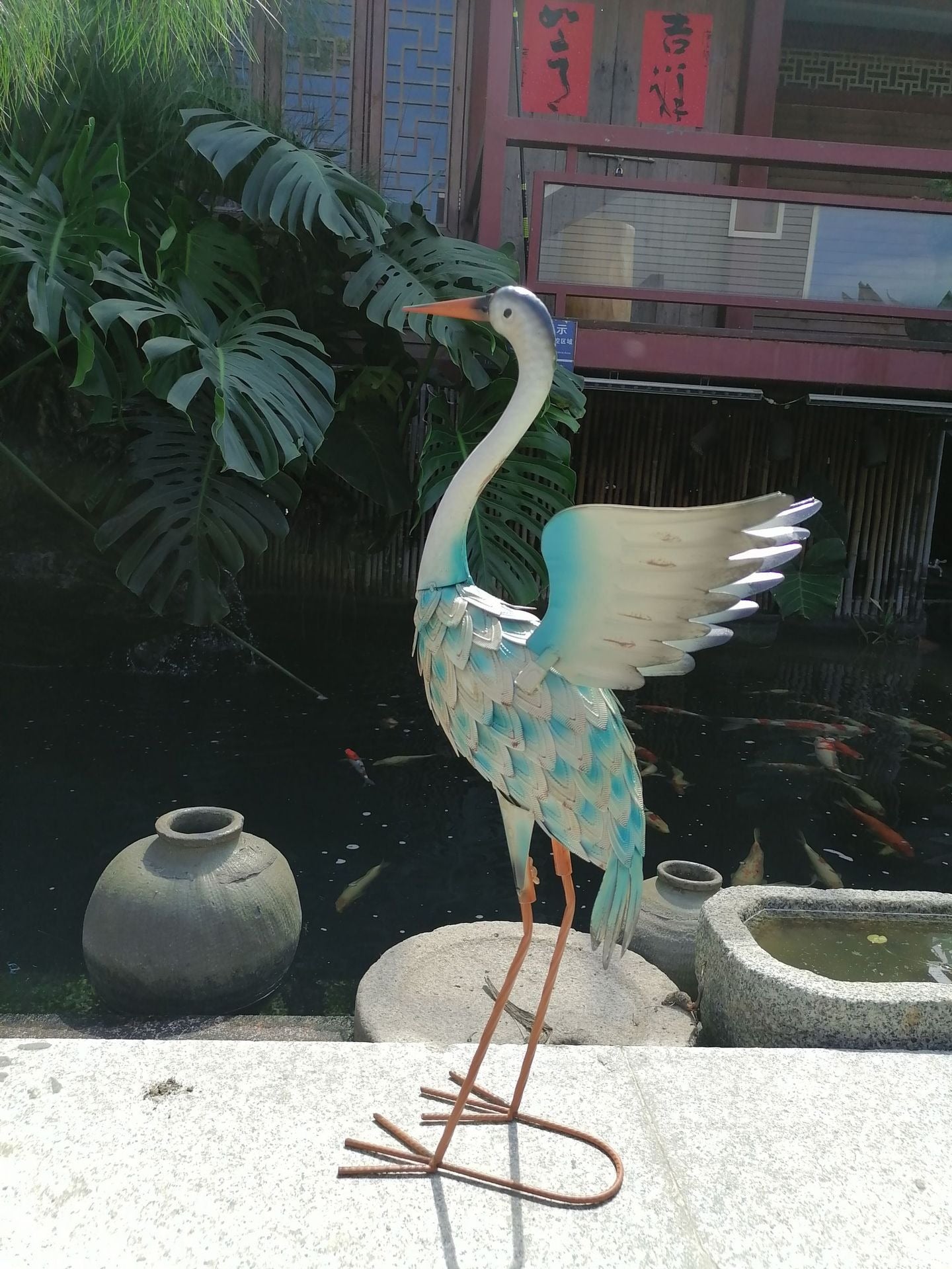"White" Pink Flamingo Statue 70 cm