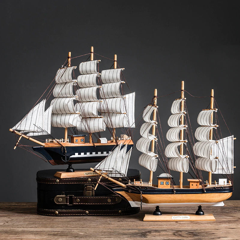 Retro Wooden Handmade Sailboat Miniature