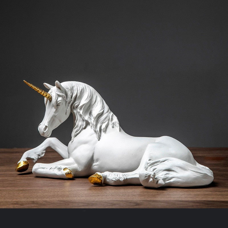 Unicorn Horse Statue <br/> White