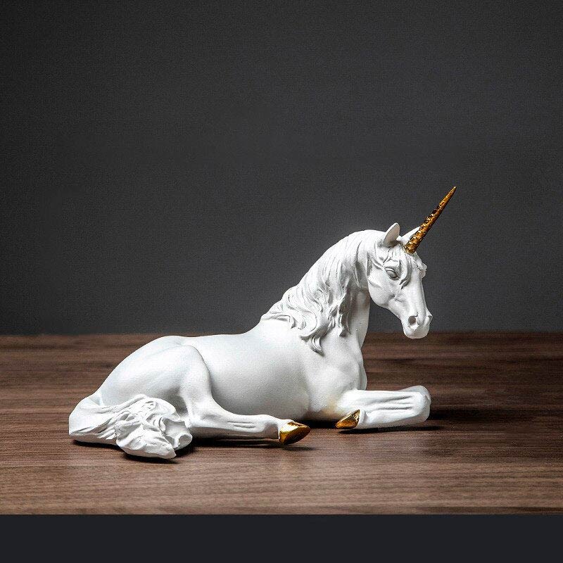 Unicorn Horse Statue <br/> White