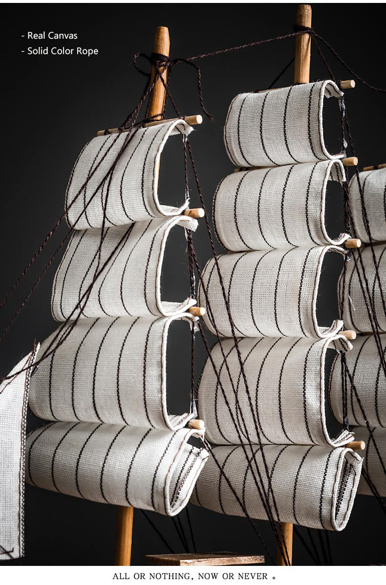 Retro Wooden Handmade Sailboat Miniature