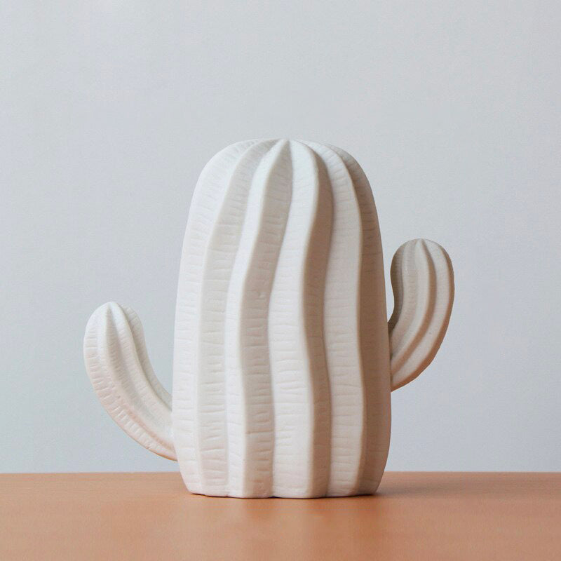 Modern Sculpture <br/> White Decorative Cactus