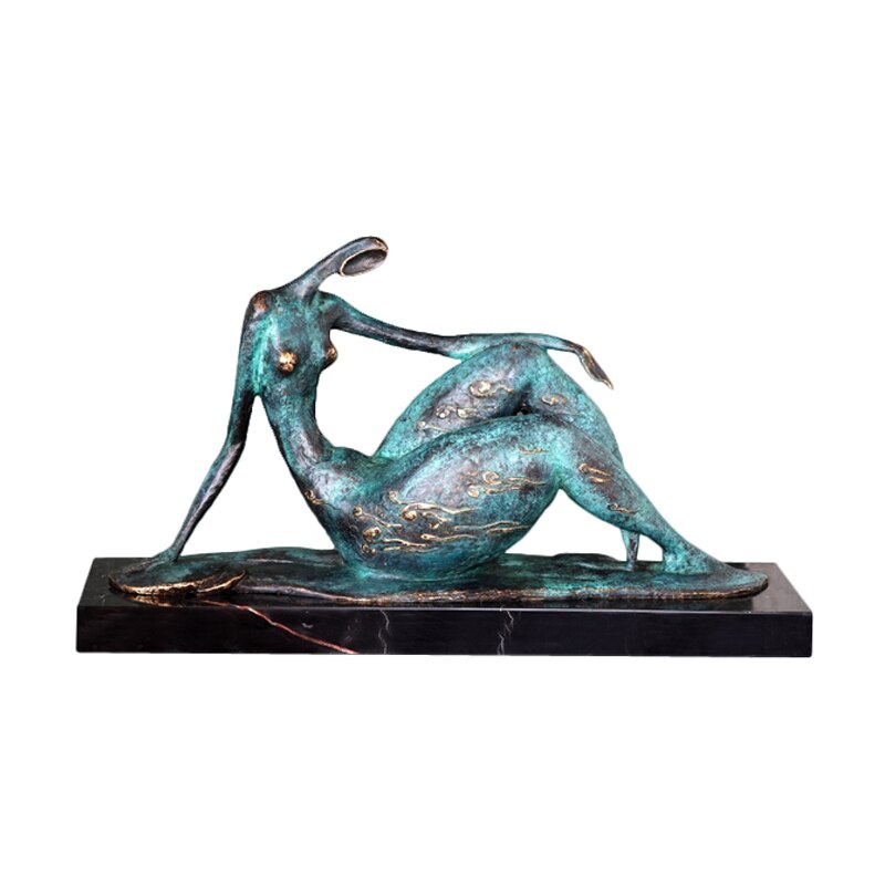 Bronze Sculpture <br/> Curvy Seated Bronze Woman Statue 25 cm