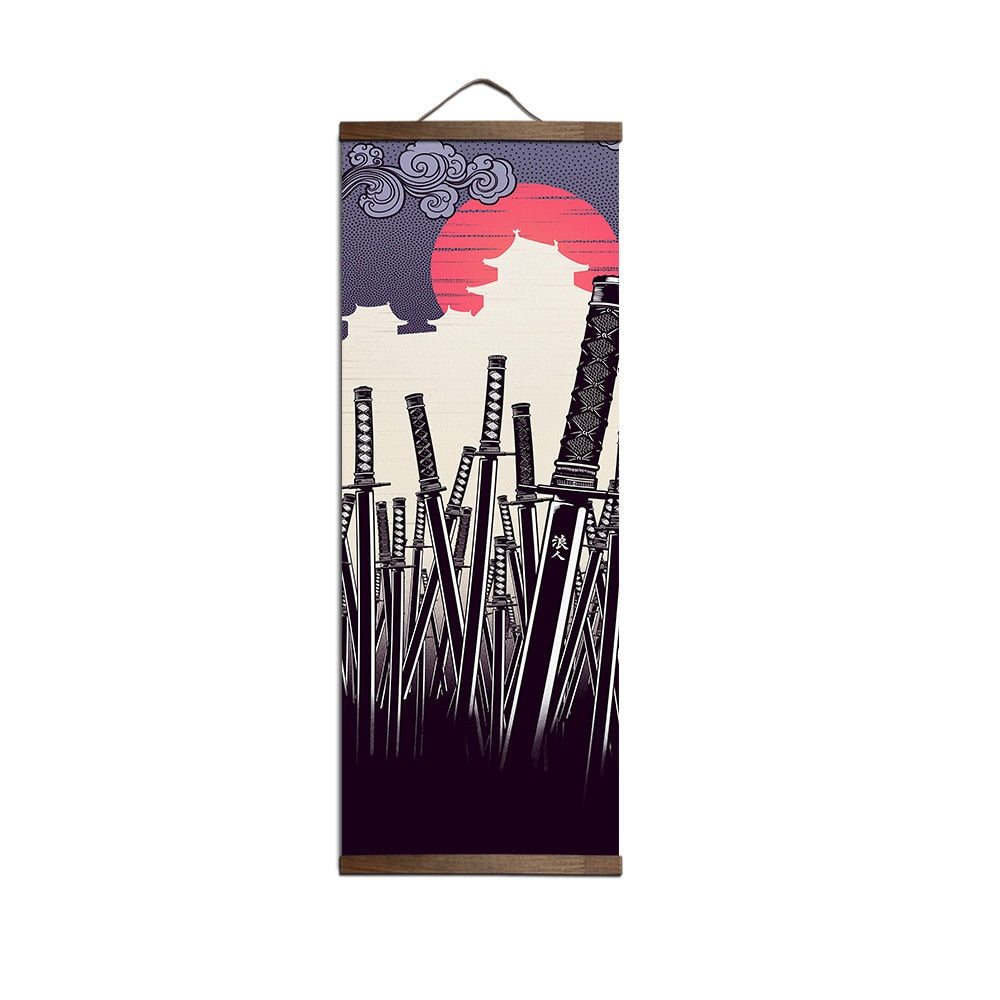 Red Warrior Samurai Paintings