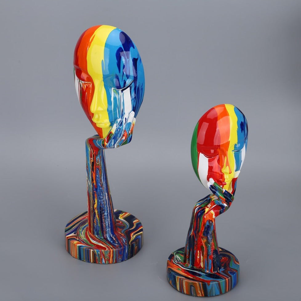 Abstract Painted Face Sculptures