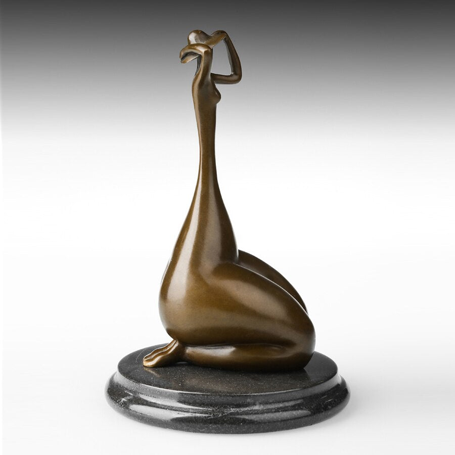 Bronze Sculpture <br/> Seated Bronze Woman Statue 22 cm