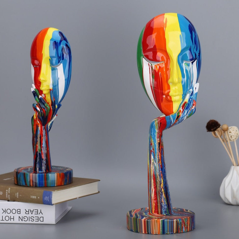 Abstract Painted Face Sculptures