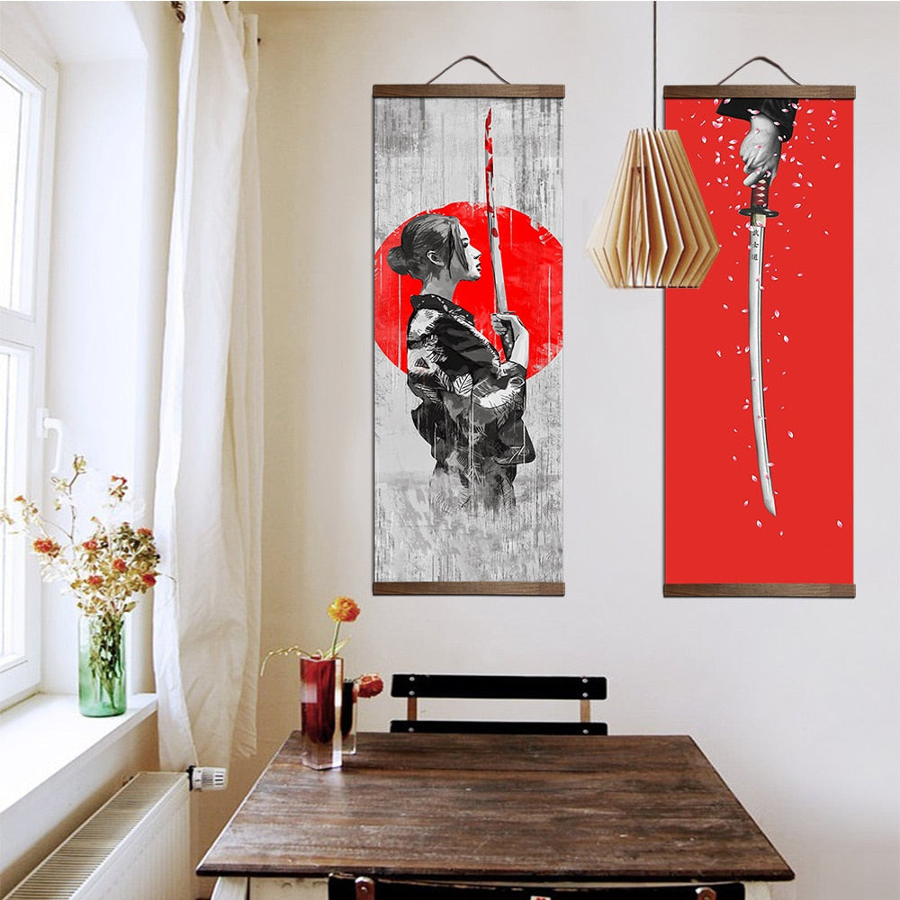 Red Warrior Samurai Paintings