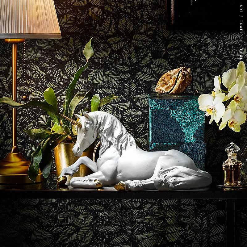 Unicorn Horse Statue <br/> White