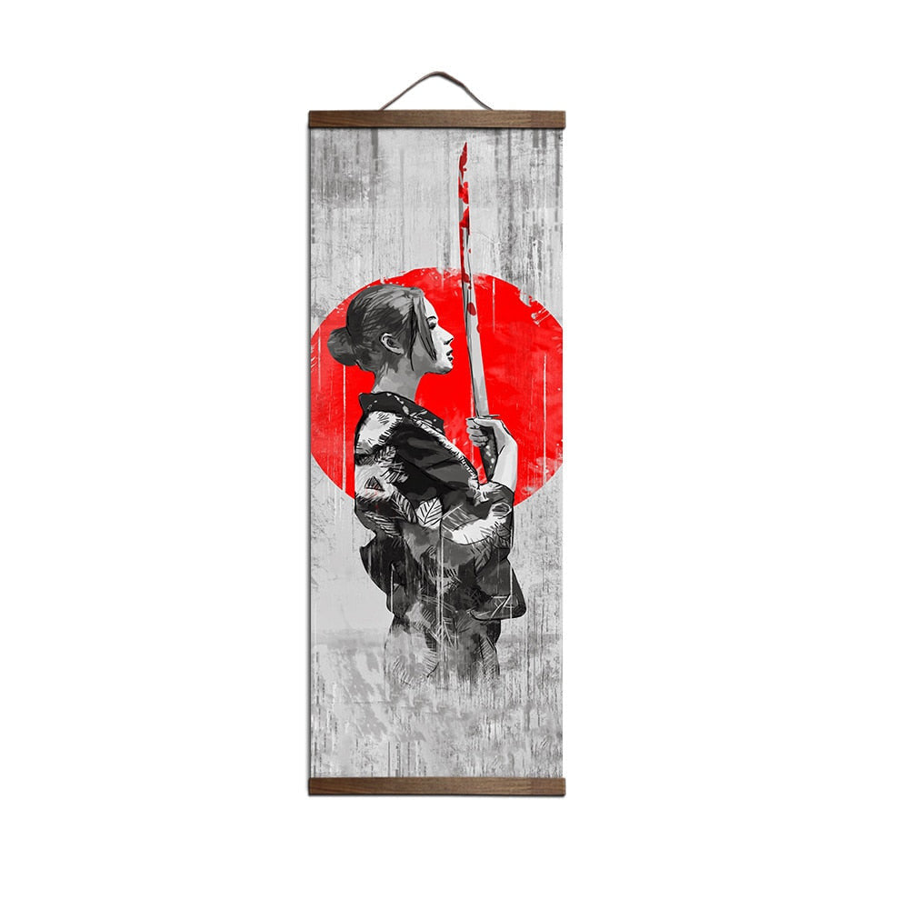 Red Warrior Samurai Paintings