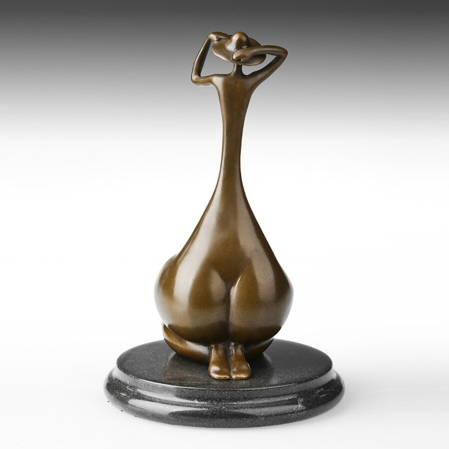 Bronze Sculpture <br/> Seated Bronze Woman Statue 22 cm