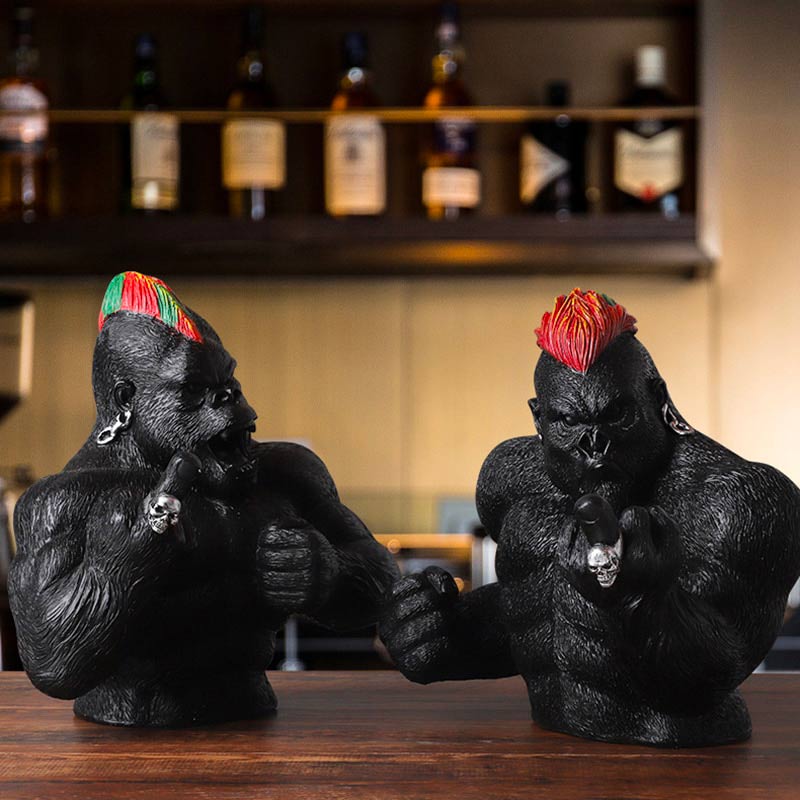 Resin Gorilla Statue <br/> Black