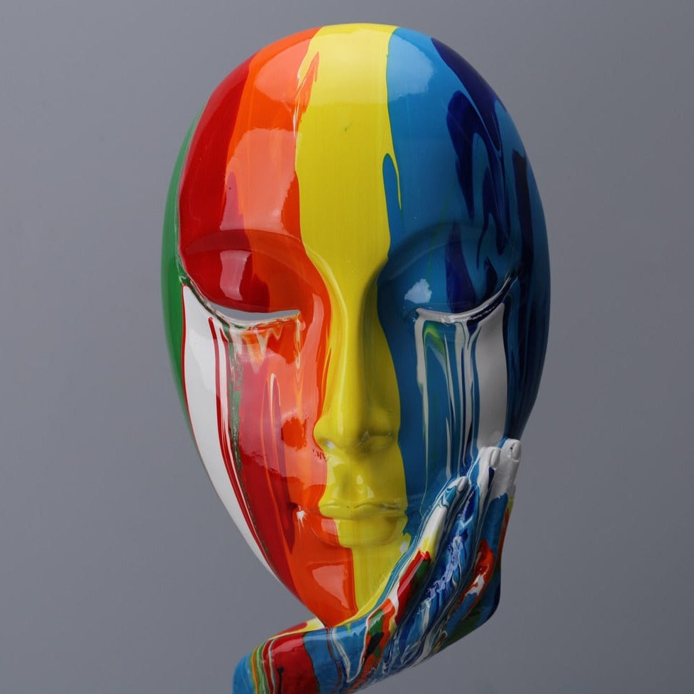 Abstract Painted Face Sculptures