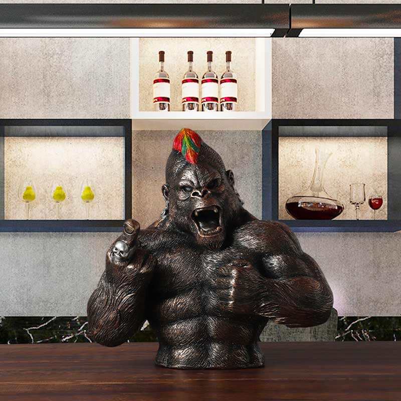 Resin Gorilla Statue <br/> Black