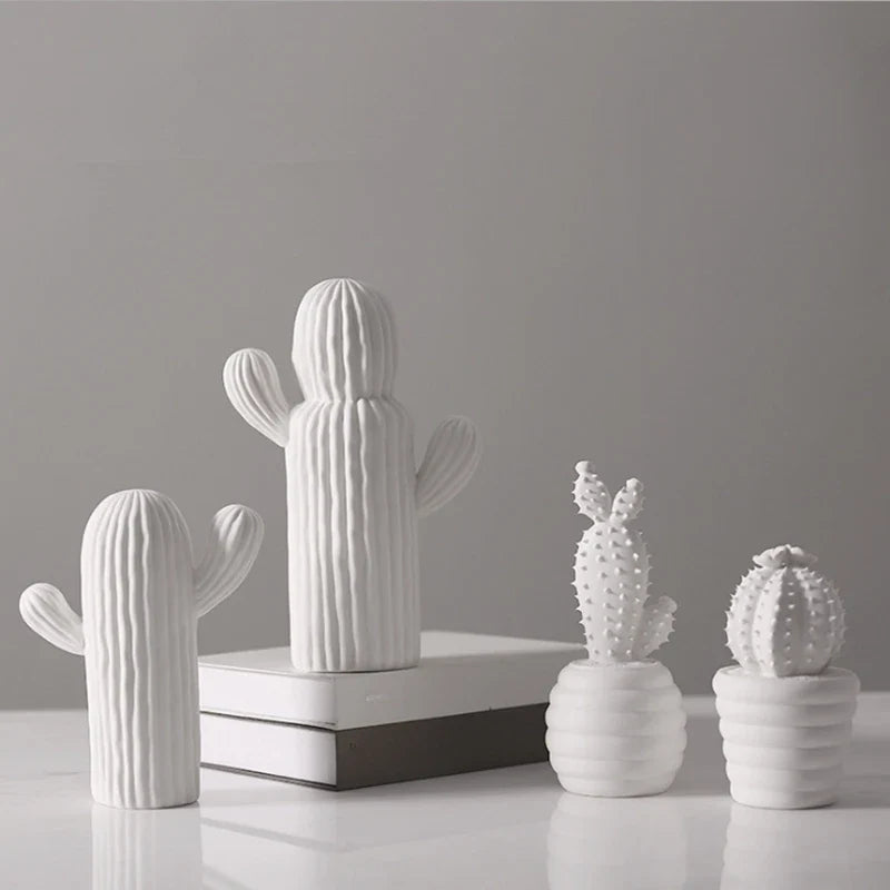 White Ceramic Cactus, 16 cm to 27 cm
