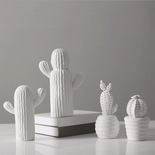 White Ceramic Cactus, 16 cm to 27 cm